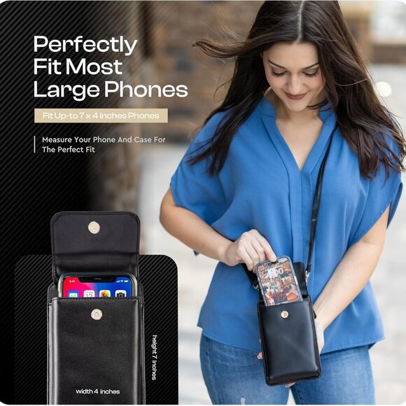 Womens Crossbody Wallet & Phone Case | iPhone/Samsung/LG Magnet Cell Pouch & Han - Picture 4 of 8